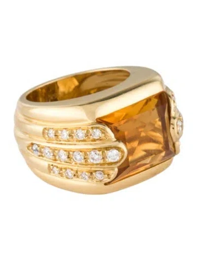 Pre-owned Audemars Piguet Vintage 18k 6.85ct Citrine & Diamond Ring In Multi