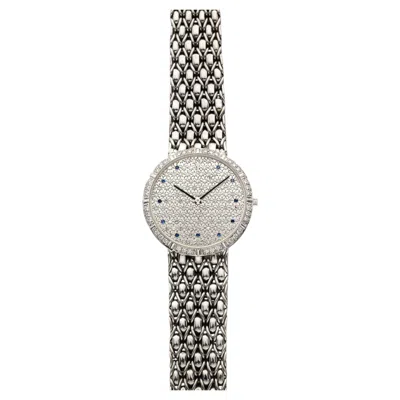 Pre-owned Audemars Piguet Vintage 1980s  18k Wg Diamond Pave Sapphire Dial Manual 31mm In Blue