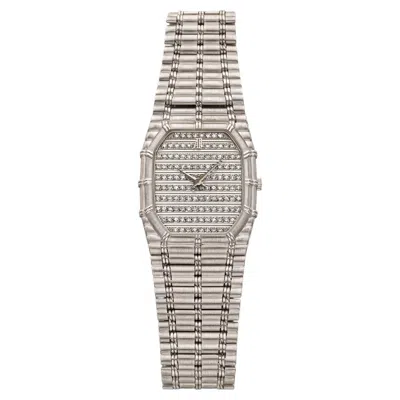 Pre-owned Audemars Piguet Vintage 1980s  Bamboo 18k Wg Diamond Pave Gadroon Dial 27 Mm In Multiple