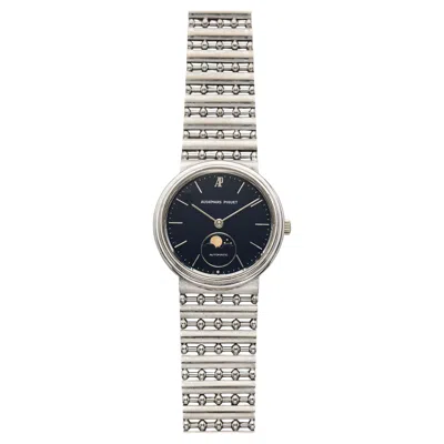 Pre-owned Audemars Piguet Vintage 1980s  Moonphase 18k White Gold Navy Dial Automatic 33mm