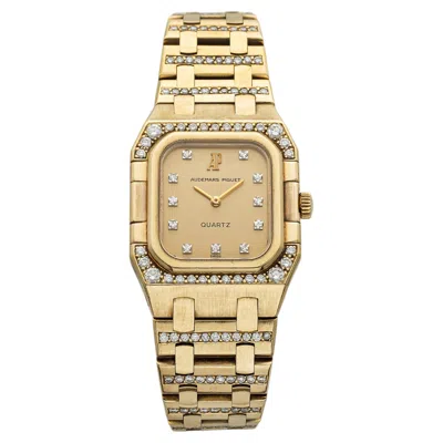 Pre-owned Audemars Piguet Vintage 1980s  Royal Oak 6015ba 18k Yg Diamond Dial Quartz 25mm In Multiple