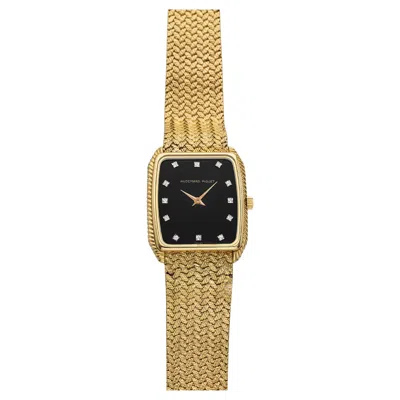 Pre-owned Audemars Piguet Vintage 1980s  Yellow Gold Rectangular Manual Onyx Diamond 22mm