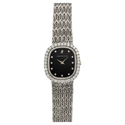 Pre-owned Audemars Piguet Vintage 1989  Ellipse 18k Wg Black Diamond Dial Quartz 30 Mm