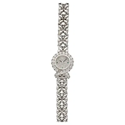 Pre-owned Audemars Piguet Vintage 1990s  18k Wg Diamond Dial Emerald Indices Quartz 20mm In Green