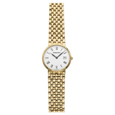 Pre-owned Audemars Piguet Vintage 1990s  Dress Watch 18k Yg White Roman Dial Quartz 31 Mm