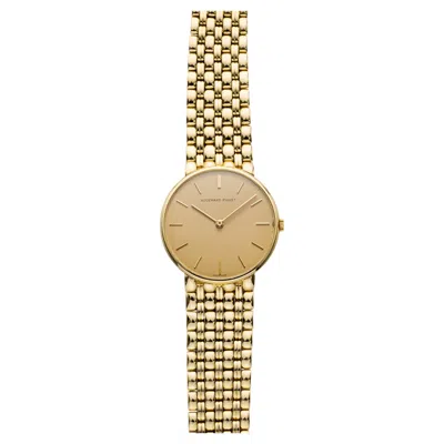 Pre-owned Audemars Piguet Vintage 1991  Ultra Thin 18k Yg Champagne Dial Manual 32mm In Multi