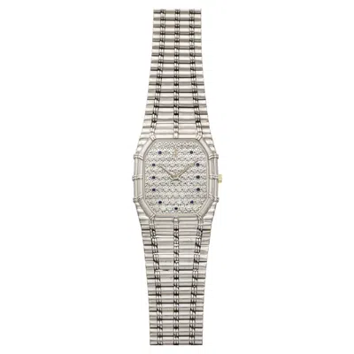 Pre-owned Audemars Piguet Vintage 1995  Bamboo 18k Wg Pave Diamond Sapphire Quartz 27mm In Blue