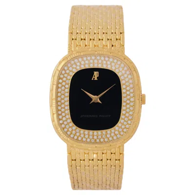 Pre-owned Audemars Piguet Vintage  18 Karat Yellow Gold And Onyx And Pavé Diamonds Watch