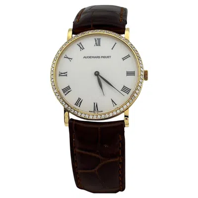 Pre-owned Audemars Piguet Vintage  Extra Flat 14273 31mm 18k Gold Factory Diamond Bezel In Multi