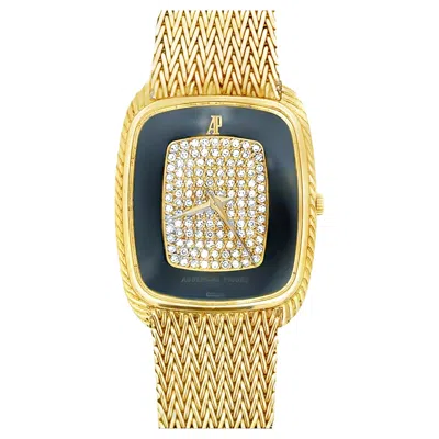 Pre-owned Audemars Piguet Vintage Onyx And Diamond Wristwatch In Yellow Gold