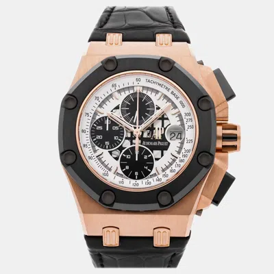 Pre-owned Audemars Piguet White 18k Rose Gold Royal Oak Offshore 26078ro.oo.d002cr.01 Automatic Men's Wristwatch 44 Mm