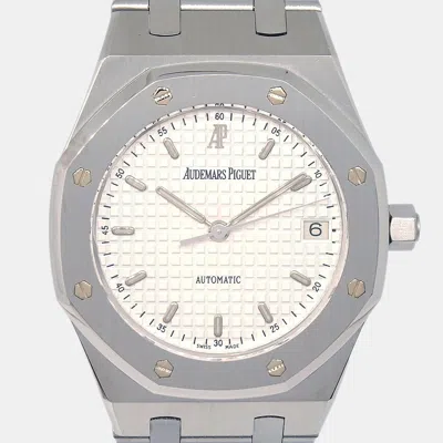 Pre-owned Audemars Piguet White Royal Oak 14790st Automatic Stainless Steel Women's Wristwatch 36mm