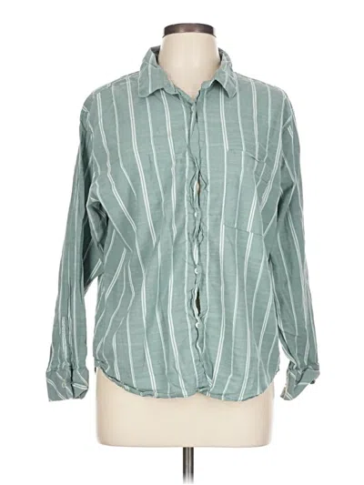 Pre-owned Auden 3/4 Sleeve Button Down Shirt In Blue