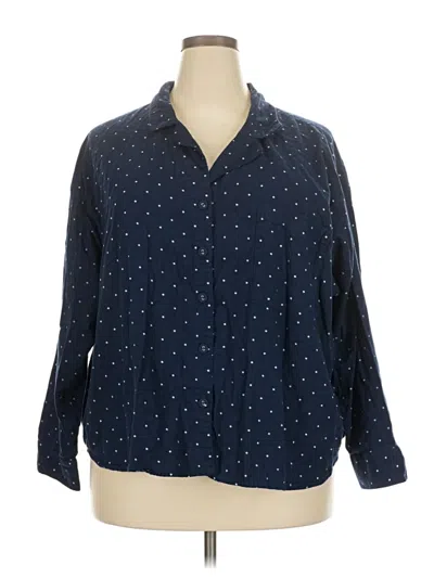 Pre-owned Auden 3/4 Sleeve Button Down Shirt In Blue