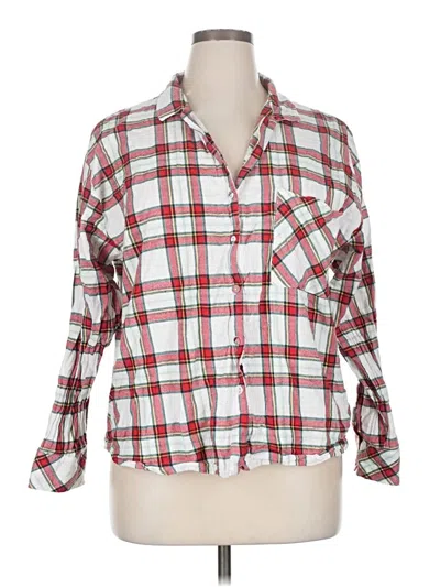 Pre-owned Auden 3/4 Sleeve Button Down Shirt In Red