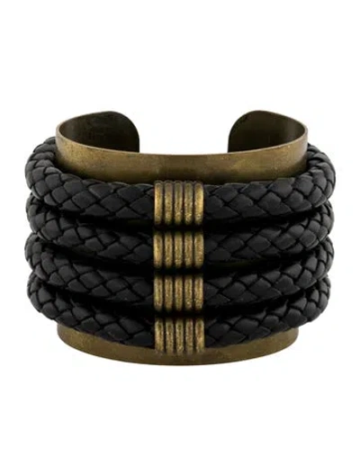 Pre-owned Auden Leather Cuff Bracelet, 6.25" In Black