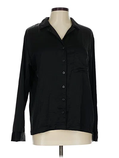 Pre-owned Auden Long Sleeve Button Down Shirt In Black