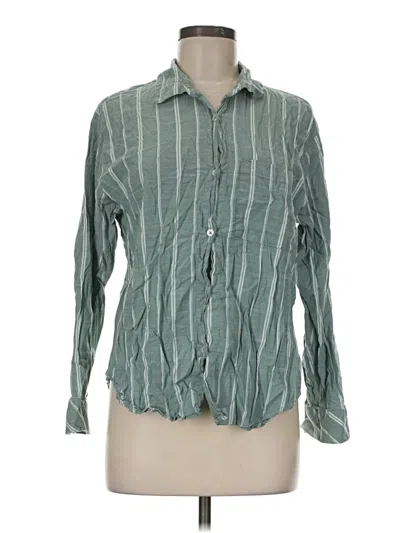Pre-owned Auden Long Sleeve Button Down Shirt In Green