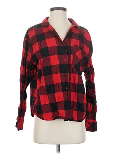 Pre-owned Auden Long Sleeve Button Down Shirt In Red