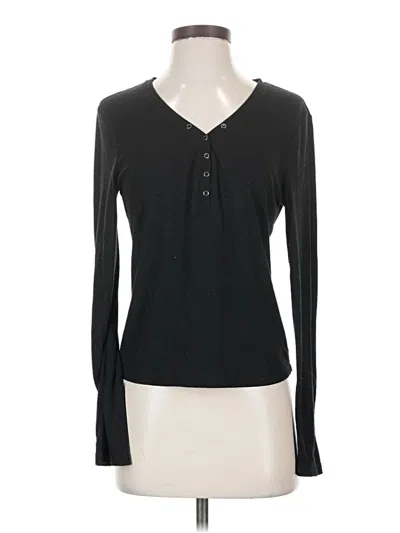 Pre-owned Auden Long Sleeve Top Black V-neck Tops