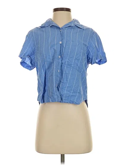 Pre-owned Auden Short Sleeve Blouse In Blue