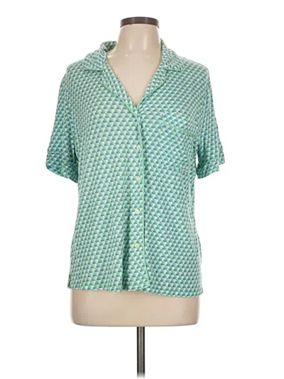 Pre-owned Auden Short Sleeve Blouse In Green