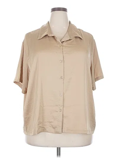 Pre-owned Auden Short Sleeve Blouse In Tan