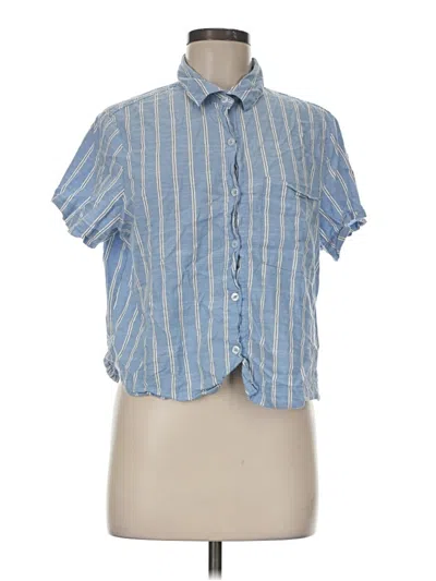 Pre-owned Auden Short Sleeve Button Down Shirt In Blue