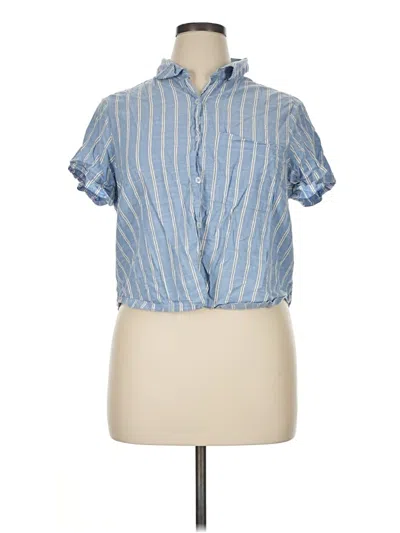 Pre-owned Auden Short Sleeve Button Down Shirt In Blue