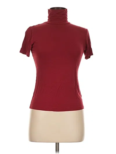 Pre-owned Auden Short Sleeve Turtleneck In Burgundy