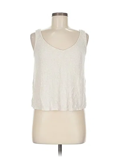 Pre-owned Auden Tank Top Ivory Halter Neckline Tops In White