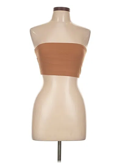 Pre-owned Auden Tube Top Brown Strapless Neckline Tops