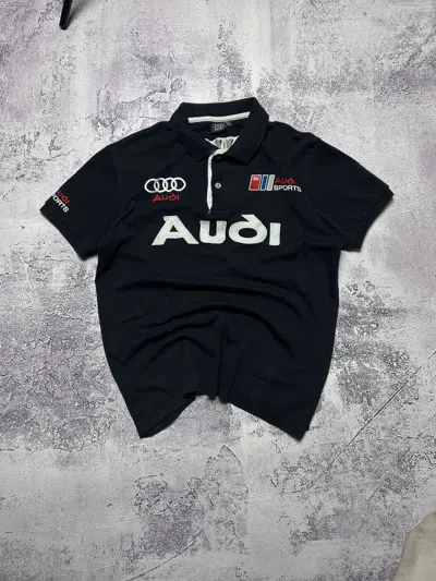 Pre-owned Audi X Racing Vintage Audi Racing Black Polo Shirt Y2k M728