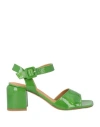 Audley Woman Sandals Green Size 11 Leather In Green