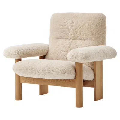 Pre-owned Audo Brasilia Lounge Chair-sheepskin Nature/natural Oak-by Anderssen & Voll For  In Brown