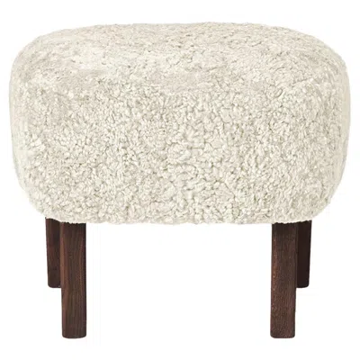 Pre-owned Audo Flemming Lassen Ingeborg Footstool Sheepskin Moonlight Dark Stained Oak For  In Brown