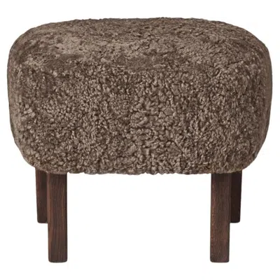 Pre-owned Audo Flemming Lassen Ingeborg Footstool Sheepskin Sahara Dark Stained Oak For  In Brown