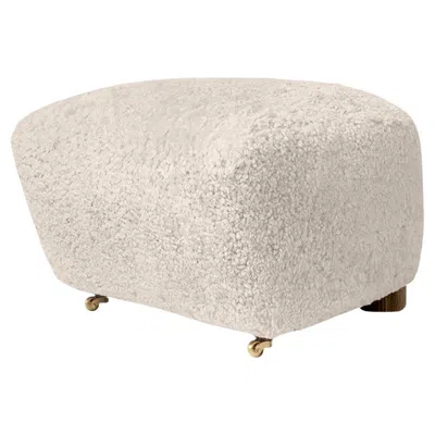 Pre-owned Audo Flemming Lassen The Tired Man Ottoman Sheepskin Moonlight For  In Brown
