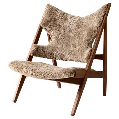 Pre-owned Audo Knitting Lounge Chair In Sheepskin Sahara/walnut-by Ib Kofod - Larsen For  In Brown