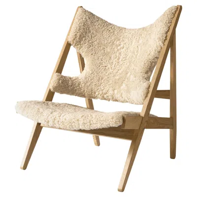 Pre-owned Audo Knitting Lounge Chair-sheepskin Nature/natural Oak-by Ib Kofod - Larsen For  In Brown