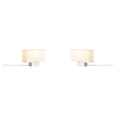 Pre-owned Audo Pair Of Nonna Table Lamp H24, Brushed Aluminum/linen-kroyer-saetter-lassen,  In White