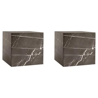 Pre-owned Audo Pair Of Plinth Cubic Side Tables, Grey Marble Kendzo-by Norm Architects For  In Gray