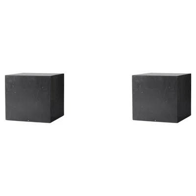 Pre-owned Audo Pair Of Plinth Cubic Side Tables-black Marble Marquina-norm Architects For