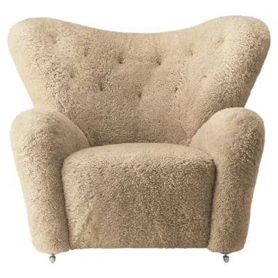 Pre-owned Audo The Tired Man Lounge Chair -sheepskin Honey/oak By Flemming Lassen For  In Brown