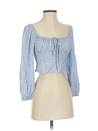 Pre-owned Audrey 3+1 3/4 Sleeve Blouse In Blue