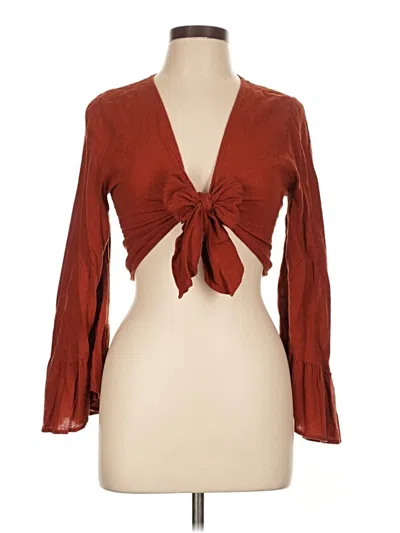 Pre-owned Audrey 3+1 Long Sleeve Blouse In Burgundy