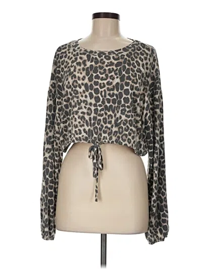 Pre-owned Audrey 3+1 Long Sleeve Top Brown Keyhole Neckline Tops