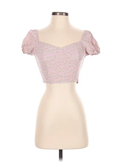 Pre-owned Audrey 3+1 Short Sleeve Top Pink Sweetheart Neckline Tops
