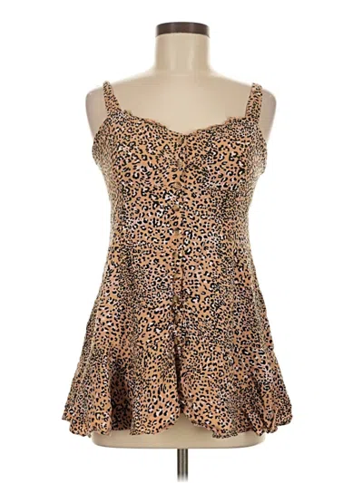 Pre-owned Audrey 3+1 Sleeveless Top Brown Sweetheart Neckline Tops