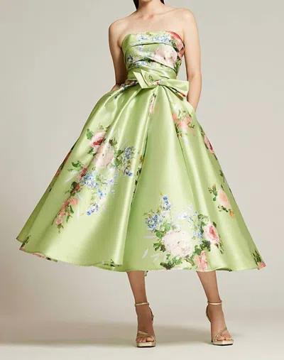 Audrey + Brooks Floral Dress In Lime Green